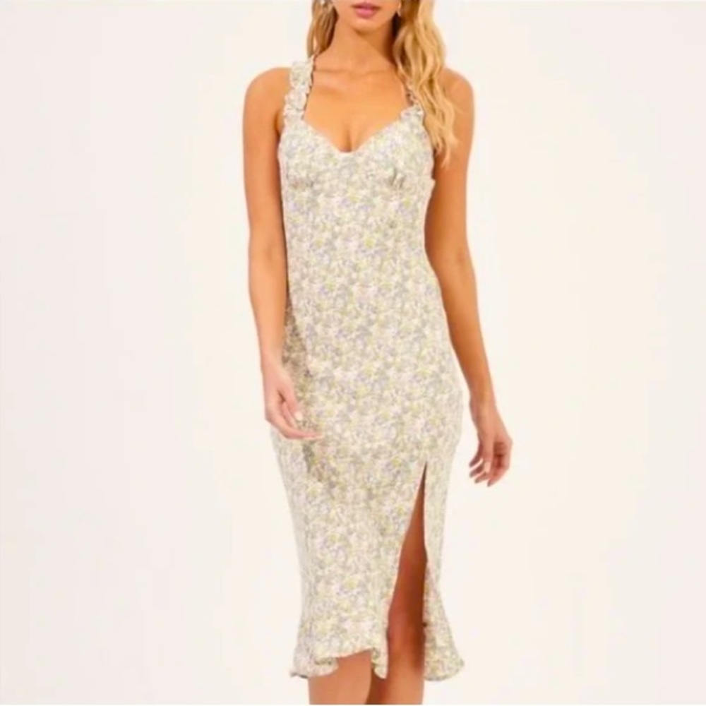 ASTR cross back ruffle strap dress